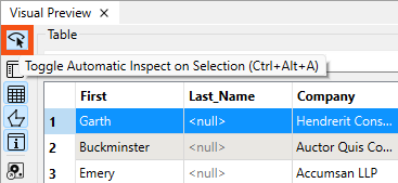 Toggle Automatic Inspect on Selection button